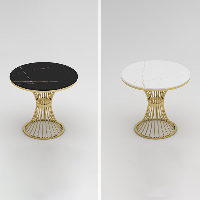Round Sintered Stone Two-Color Dining Table Glam Pedestal Table for Dining Room Clearhalo ' dining_table' 'Dining Tables & Seating' 'Dining Tables' 'furn' 'furn_dining_table' 'Furniture' 'furniture_dining_table' 'Kitchen & Dining Furniture' 'kitchen&dining_furn' 'kitchen' 'kitchen_dining_table' 3816377