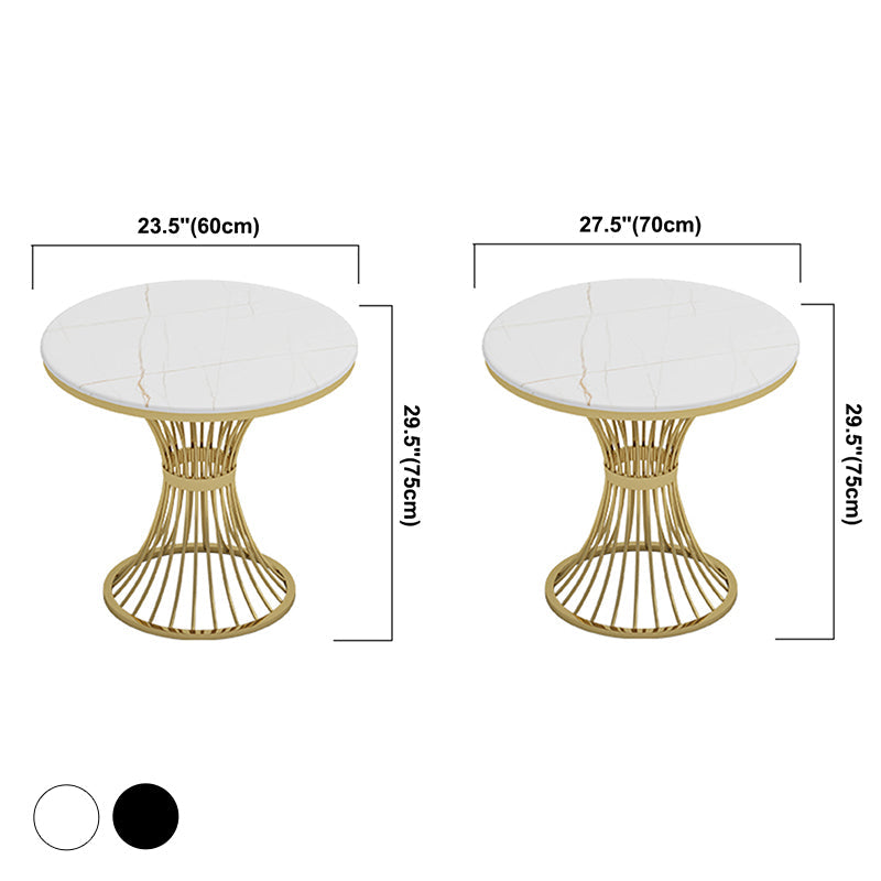 Round Sintered Stone Two-Color Dining Table Glam Pedestal Table for Dining Room Clearhalo ' dining_table' 'Dining Tables & Seating' 'Dining Tables' 'furn' 'furn_dining_table' 'Furniture' 'furniture_dining_table' 'Kitchen & Dining Furniture' 'kitchen&dining_furn' 'kitchen' 'kitchen_dining_table' 3816378