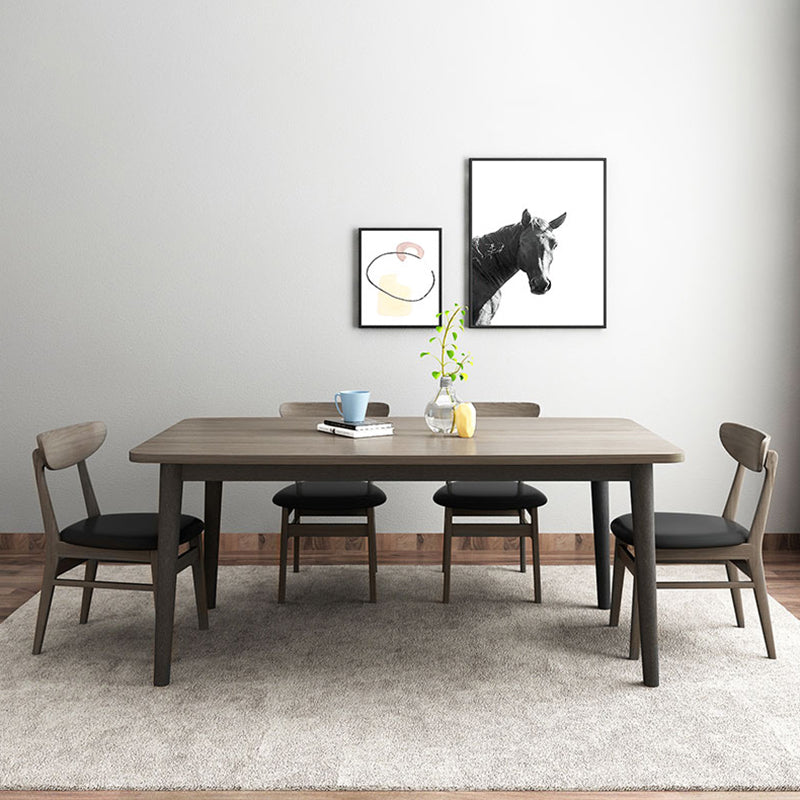 Rectangle Whit Oak Wooden Table Modern Dining Table with 4 Legs in Walnut Without Chairs Clearhalo ' dining_table' 'Dining Tables & Seating' 'Dining Tables' 'furn' 'furn_dining_table' 'Furniture' 'furniture_dining_table' 'Kitchen & Dining Furniture' 'kitchen&dining_furn' 'kitchen' 'kitchen_dining_table' 3816380