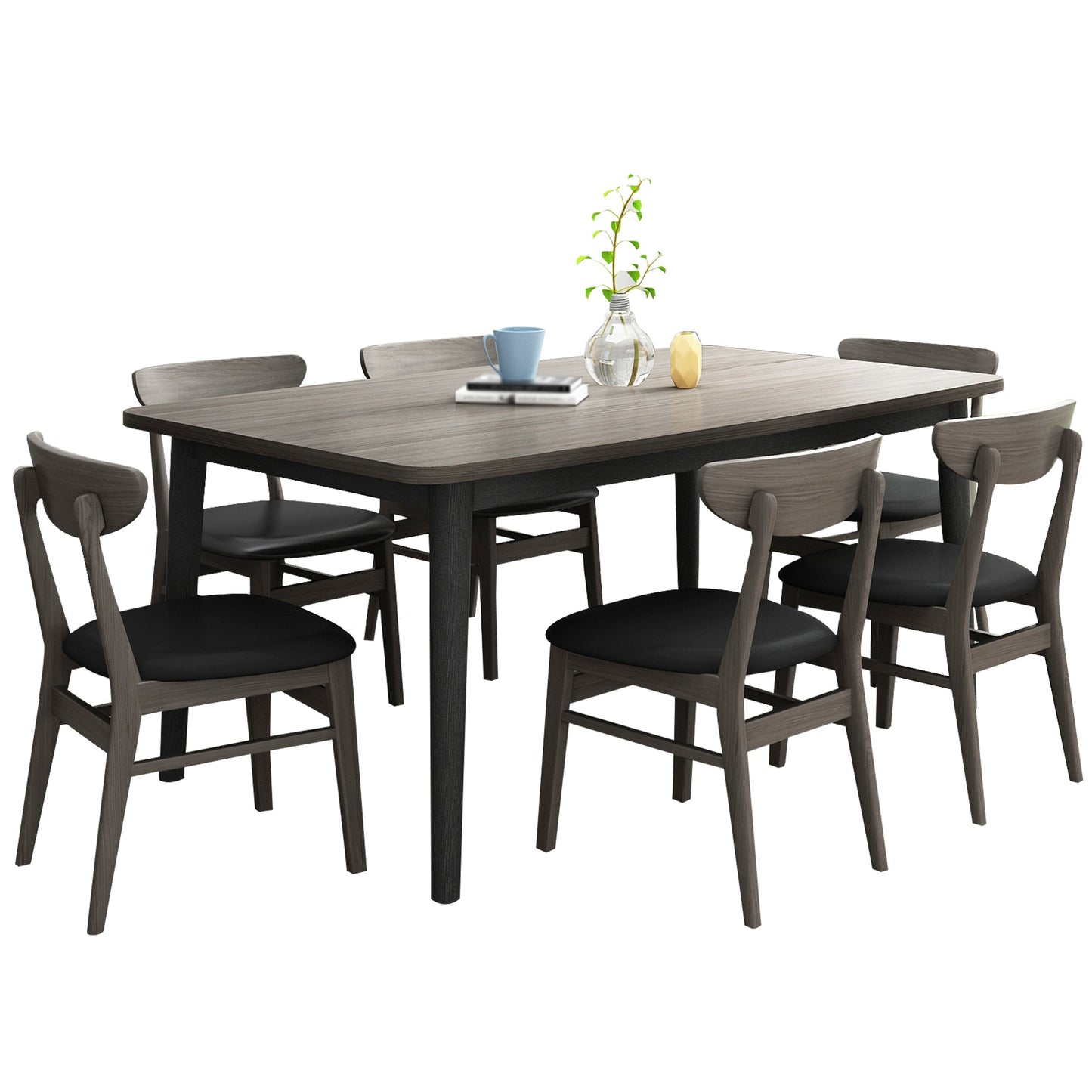 Rectangle Whit Oak Wooden Table Modern Dining Table with 4 Legs in Walnut Clearhalo ' dining_table' 'Dining Tables & Seating' 'Dining Tables' 'furn' 'furn_dining_table' 'Furniture' 'furniture_dining_table' 'Kitchen & Dining Furniture' 'kitchen&dining_furn' 'kitchen' 'kitchen_dining_table' 3816383