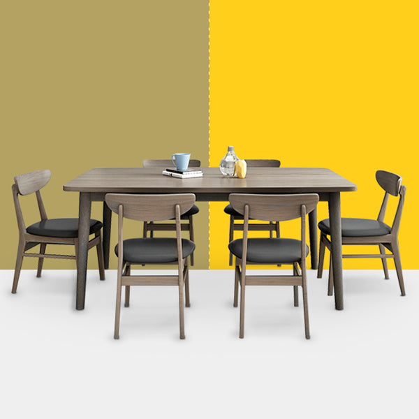 Rectangle Whit Oak Wooden Table Modern Dining Table with 4 Legs in Walnut Clearhalo ' dining_table' 'Dining Tables & Seating' 'Dining Tables' 'furn' 'furn_dining_table' 'Furniture' 'furniture_dining_table' 'Kitchen & Dining Furniture' 'kitchen&dining_furn' 'kitchen' 'kitchen_dining_table' 3816390