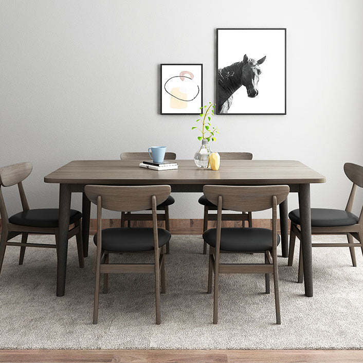 Rectangle Whit Oak Wooden Table Modern Dining Table with 4 Legs in Walnut Clearhalo ' dining_table' 'Dining Tables & Seating' 'Dining Tables' 'furn' 'furn_dining_table' 'Furniture' 'furniture_dining_table' 'Kitchen & Dining Furniture' 'kitchen&dining_furn' 'kitchen' 'kitchen_dining_table' 3816391