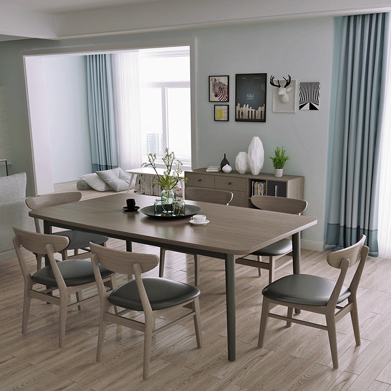 Rectangle Whit Oak Wooden Table Modern Dining Table with 4 Legs in Walnut Clearhalo ' dining_table' 'Dining Tables & Seating' 'Dining Tables' 'furn' 'furn_dining_table' 'Furniture' 'furniture_dining_table' 'Kitchen & Dining Furniture' 'kitchen&dining_furn' 'kitchen' 'kitchen_dining_table' 3816392