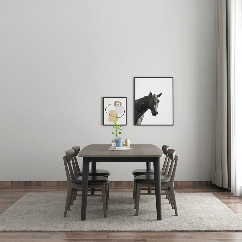 Rectangle Whit Oak Wooden Table Modern Dining Table with 4 Legs in Walnut Clearhalo ' dining_table' 'Dining Tables & Seating' 'Dining Tables' 'furn' 'furn_dining_table' 'Furniture' 'furniture_dining_table' 'Kitchen & Dining Furniture' 'kitchen&dining_furn' 'kitchen' 'kitchen_dining_table' 3816393