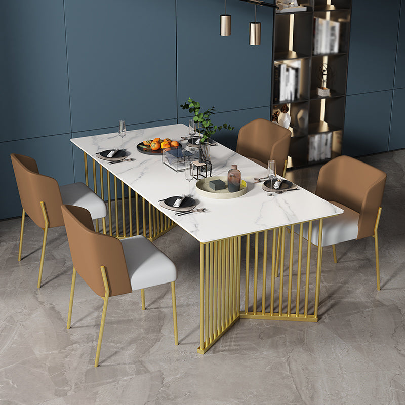 Luxury Home Sintered Stone Dining Table Rectangular Table with Double Pedestal Base Clearhalo ' dining_table' 'Dining Tables & Seating' 'Dining Tables' 'furn' 'furn_dining_table' 'Furniture' 'furniture_dining_table' 'Kitchen & Dining Furniture' 'kitchen&dining_furn' 'kitchen' 'kitchen_dining_table' 3816395