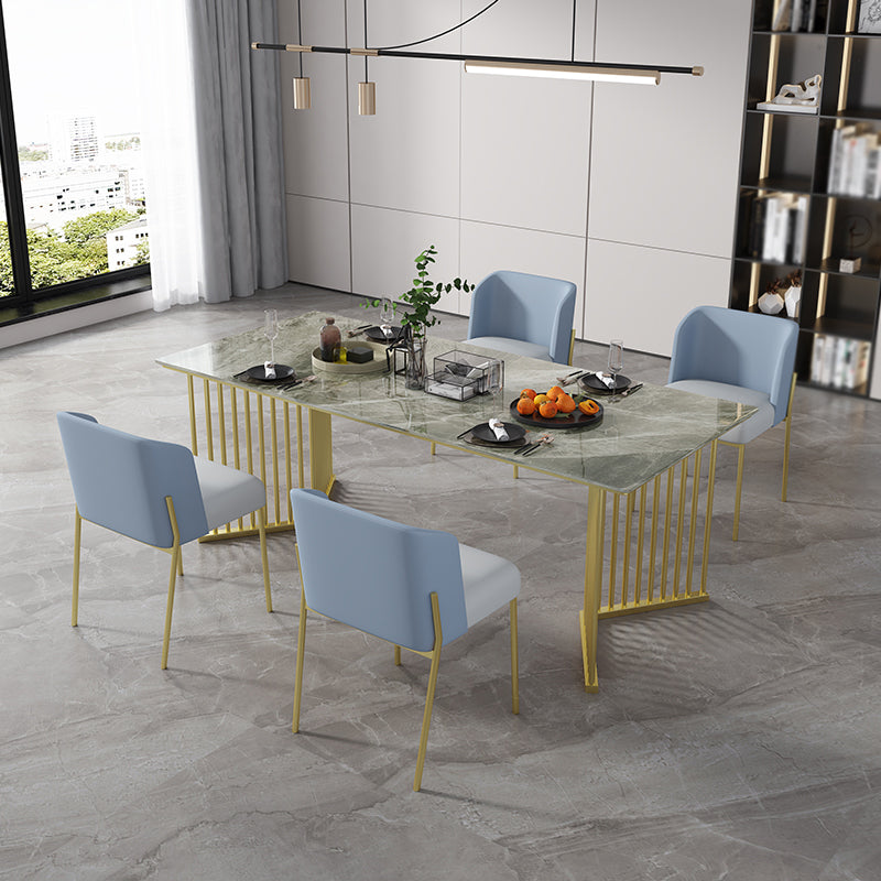 Luxury Home Sintered Stone Dining Table Rectangular Table with Double Pedestal Base Clearhalo ' dining_table' 'Dining Tables & Seating' 'Dining Tables' 'furn' 'furn_dining_table' 'Furniture' 'furniture_dining_table' 'Kitchen & Dining Furniture' 'kitchen&dining_furn' 'kitchen' 'kitchen_dining_table' 3816397