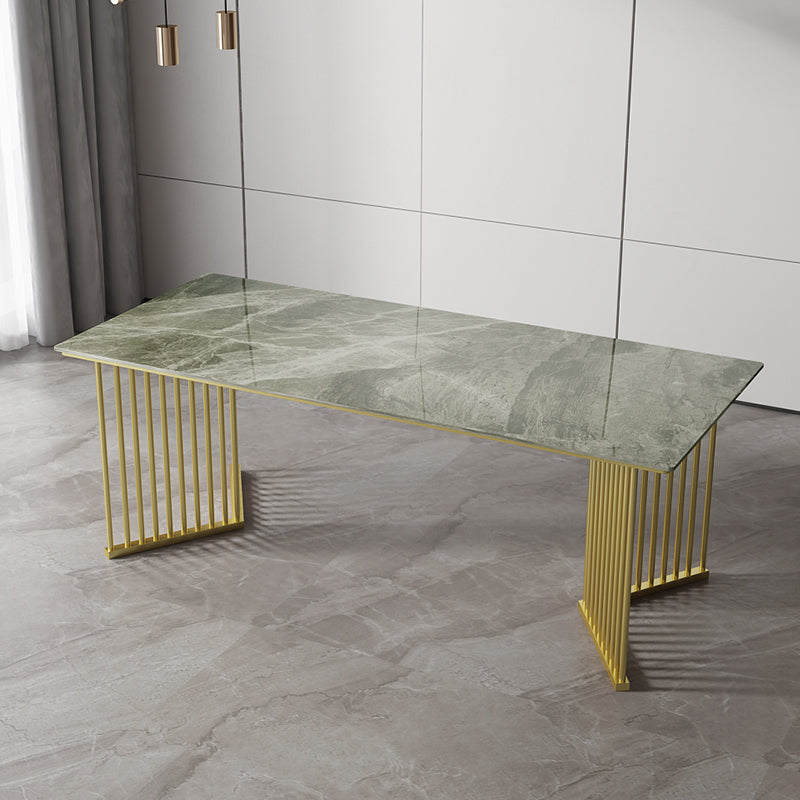 Luxury Home Sintered Stone Dining Table Rectangular Table with Double Pedestal Base Clearhalo ' dining_table' 'Dining Tables & Seating' 'Dining Tables' 'furn' 'furn_dining_table' 'Furniture' 'furniture_dining_table' 'Kitchen & Dining Furniture' 'kitchen&dining_furn' 'kitchen' 'kitchen_dining_table' 3816399