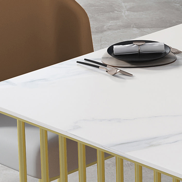 Luxury Home Sintered Stone Dining Table Rectangular Table with Double Pedestal Base Clearhalo ' dining_table' 'Dining Tables & Seating' 'Dining Tables' 'furn' 'furn_dining_table' 'Furniture' 'furniture_dining_table' 'Kitchen & Dining Furniture' 'kitchen&dining_furn' 'kitchen' 'kitchen_dining_table' 3816401