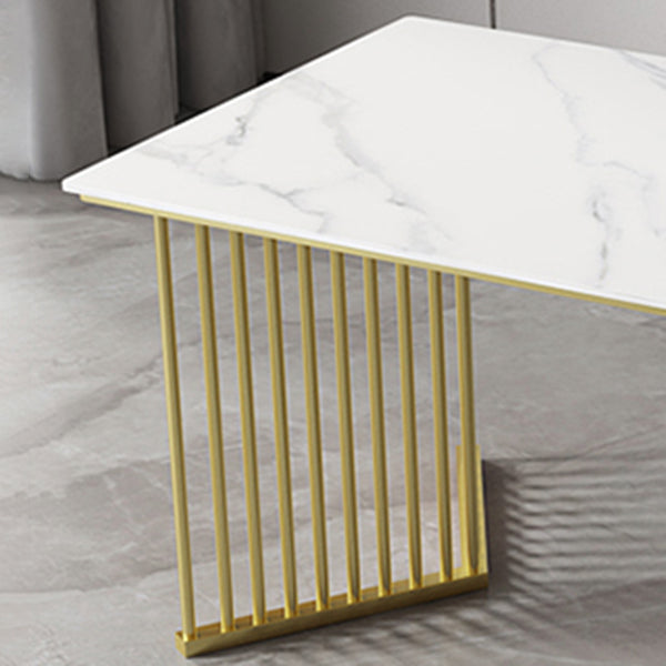 Luxury Home Sintered Stone Dining Table Rectangular Table with Double Pedestal Base Clearhalo ' dining_table' 'Dining Tables & Seating' 'Dining Tables' 'furn' 'furn_dining_table' 'Furniture' 'furniture_dining_table' 'Kitchen & Dining Furniture' 'kitchen&dining_furn' 'kitchen' 'kitchen_dining_table' 3816402