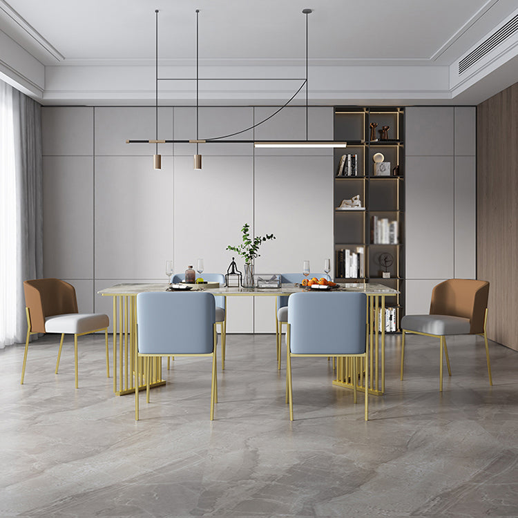 Luxury Home Sintered Stone Dining Table Rectangular Table with Double Pedestal Base Clearhalo ' dining_table' 'Dining Tables & Seating' 'Dining Tables' 'furn' 'furn_dining_table' 'Furniture' 'furniture_dining_table' 'Kitchen & Dining Furniture' 'kitchen&dining_furn' 'kitchen' 'kitchen_dining_table' 3816407