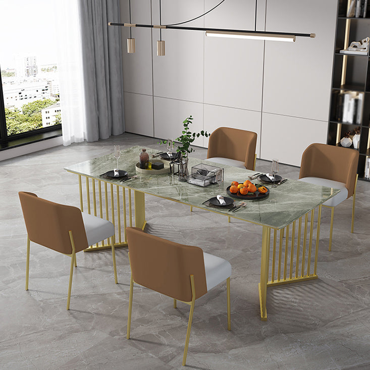 Luxury Home Sintered Stone Dining Table Rectangular Table with Double Pedestal Base Clearhalo ' dining_table' 'Dining Tables & Seating' 'Dining Tables' 'furn' 'furn_dining_table' 'Furniture' 'furniture_dining_table' 'Kitchen & Dining Furniture' 'kitchen&dining_furn' 'kitchen' 'kitchen_dining_table' 3816410