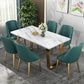 Table rectangulaire de luxe traditionnelle en métal, table en pierre frittée blanche avec base luge