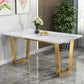 Metal Traditional Luxury Rectangle Indoor Table White Sintered Stone Table with Sled Base Clearhalo ' dining_table' 'Dining Tables & Seating' 'Dining Tables' 'Furniture' 'furniture_dining_table' 'Kitchen & Dining Furniture' 'kitchen&dining_furn' 'kitchen' 'kitchen_dining_table' 3816414