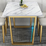 Metal Traditional Luxury Rectangle Indoor Table White Sintered Stone Table with Sled Base Clearhalo ' dining_table' 'Dining Tables & Seating' 'Dining Tables' 'Furniture' 'furniture_dining_table' 'Kitchen & Dining Furniture' 'kitchen&dining_furn' 'kitchen' 'kitchen_dining_table' 3816417
