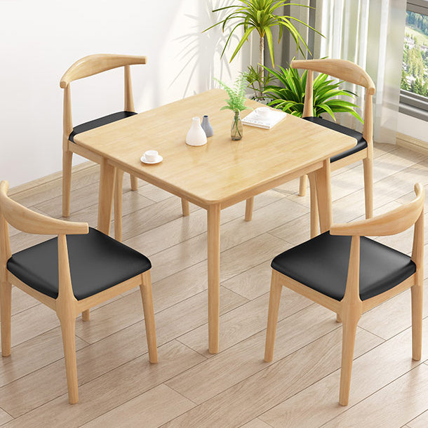 Square 4 Legs Industrial Dining Table Wood Color Fixed Table with Rubberwood Solid Wood Clearhalo ' dining_table' 'Dining Tables & Seating' 'Dining Tables' 'furn' 'furn_dining_table' 'Furniture' 'furniture_dining_table' 'Kitchen & Dining Furniture' 'kitchen&dining_furn' 'kitchen' 'kitchen_dining_table' 3816426