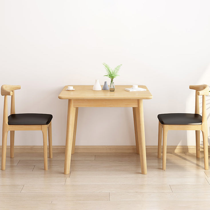 Square 4 Legs Industrial Dining Table Wood Color Fixed Table with Rubberwood Solid Wood Clearhalo ' dining_table' 'Dining Tables & Seating' 'Dining Tables' 'furn' 'furn_dining_table' 'Furniture' 'furniture_dining_table' 'Kitchen & Dining Furniture' 'kitchen&dining_furn' 'kitchen' 'kitchen_dining_table' 3816427