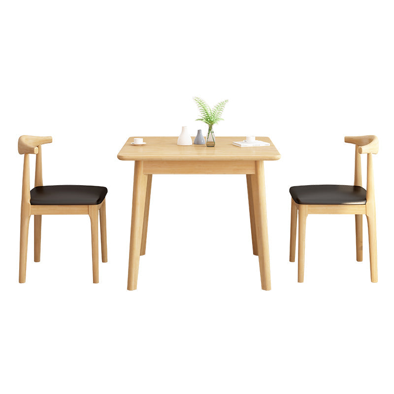 Square 4 Legs Industrial Dining Table Wood Color Fixed Table with Rubberwood Solid Wood Clearhalo ' dining_table' 'Dining Tables & Seating' 'Dining Tables' 'furn' 'furn_dining_table' 'Furniture' 'furniture_dining_table' 'Kitchen & Dining Furniture' 'kitchen&dining_furn' 'kitchen' 'kitchen_dining_table' 3816429