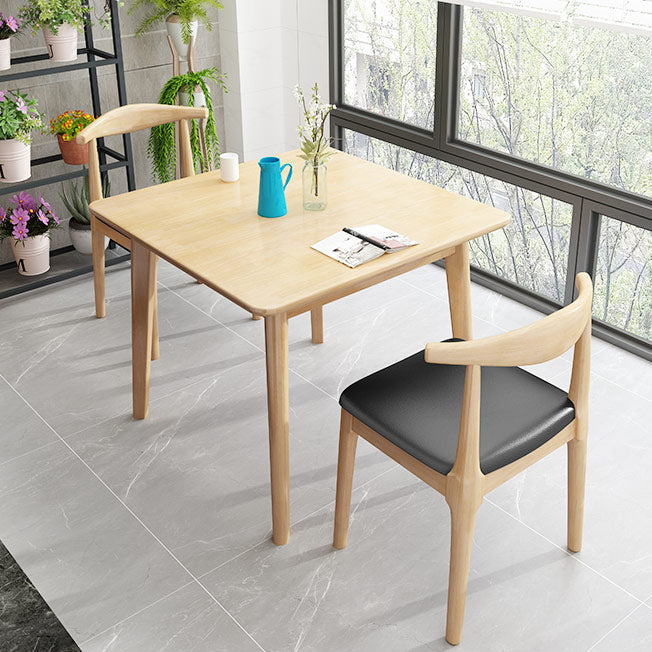 Square 4 Legs Industrial Dining Table Wood Color Fixed Table with Rubberwood Solid Wood Clearhalo ' dining_table' 'Dining Tables & Seating' 'Dining Tables' 'furn' 'furn_dining_table' 'Furniture' 'furniture_dining_table' 'Kitchen & Dining Furniture' 'kitchen&dining_furn' 'kitchen' 'kitchen_dining_table' 3816438