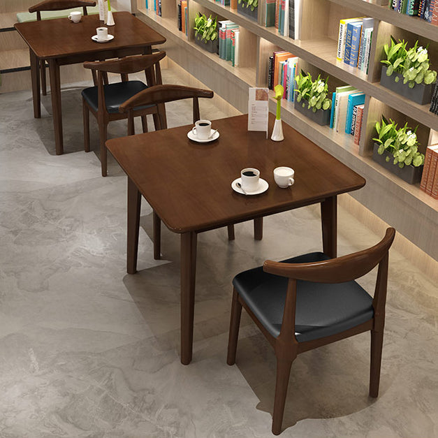 Square 4 Legs Industrial Dining Table Wood Color Fixed Table with Rubberwood Solid Wood Clearhalo ' dining_table' 'Dining Tables & Seating' 'Dining Tables' 'furn' 'furn_dining_table' 'Furniture' 'furniture_dining_table' 'Kitchen & Dining Furniture' 'kitchen&dining_furn' 'kitchen' 'kitchen_dining_table' 3816440