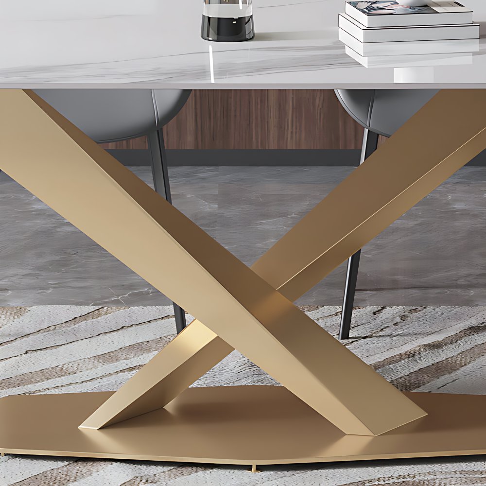 Luxury Sintered Stone Dining Table Rectangle Shape Table with Single ...