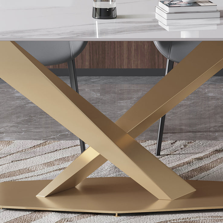 Luxury Sintered Stone Dining Table Rectangle Shape Table with Single Pedestal Base Clearhalo ' dining_table' 'Dining Tables & Seating' 'Dining Tables' 'furn' 'furn_dining_table' 'Furniture' 'furniture_dining_table' 'Kitchen & Dining Furniture' 'kitchen&dining_furn' 'kitchen' 'kitchen_dining_table' 3816473