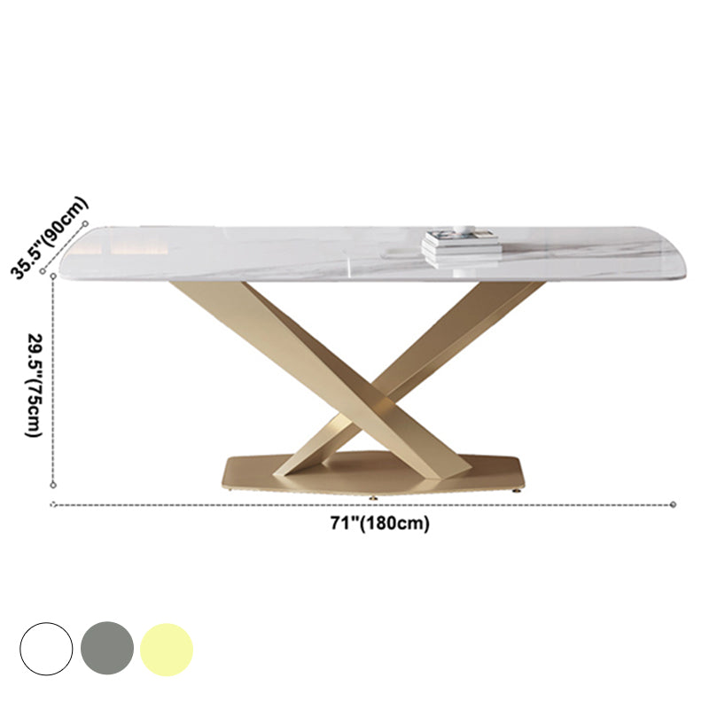 Luxury Sintered Stone Dining Table Rectangle Shape Table with Single Pedestal Base Clearhalo ' dining_table' 'Dining Tables & Seating' 'Dining Tables' 'furn' 'furn_dining_table' 'Furniture' 'furniture_dining_table' 'Kitchen & Dining Furniture' 'kitchen&dining_furn' 'kitchen' 'kitchen_dining_table' 3816475