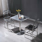 Industrial Dining Room Table Stainless Steel Table with Pedestal Table Clearhalo ' dining_table' 'Dining Tables & Seating' 'Dining Tables' 'furn' 'furn_dining_table' 'Furniture' 'furniture_dining_table' 'Kitchen & Dining Furniture' 'kitchen&dining_furn' 'kitchen' 'kitchen_dining_table' 3816479