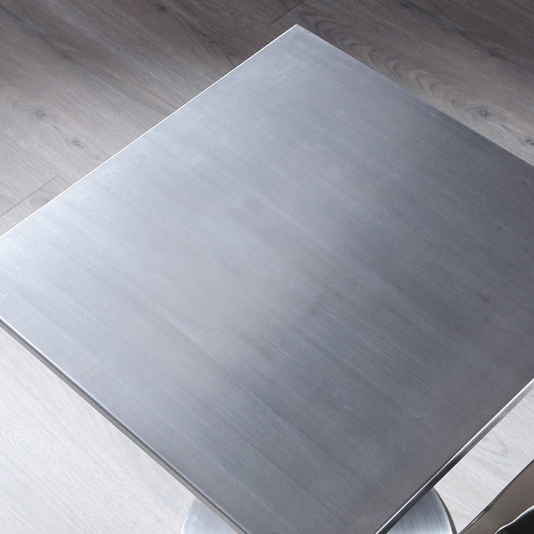 Industrial Dining Room Table Stainless Steel Table with Pedestal Table Clearhalo ' dining_table' 'Dining Tables & Seating' 'Dining Tables' 'furn' 'furn_dining_table' 'Furniture' 'furniture_dining_table' 'Kitchen & Dining Furniture' 'kitchen&dining_furn' 'kitchen' 'kitchen_dining_table' 3816481