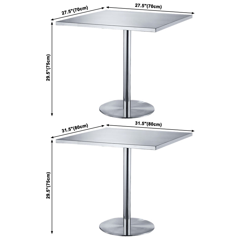 Industrial Dining Room Table Stainless Steel Table with Pedestal Table Clearhalo ' dining_table' 'Dining Tables & Seating' 'Dining Tables' 'furn' 'furn_dining_table' 'Furniture' 'furniture_dining_table' 'Kitchen & Dining Furniture' 'kitchen&dining_furn' 'kitchen' 'kitchen_dining_table' 3816485