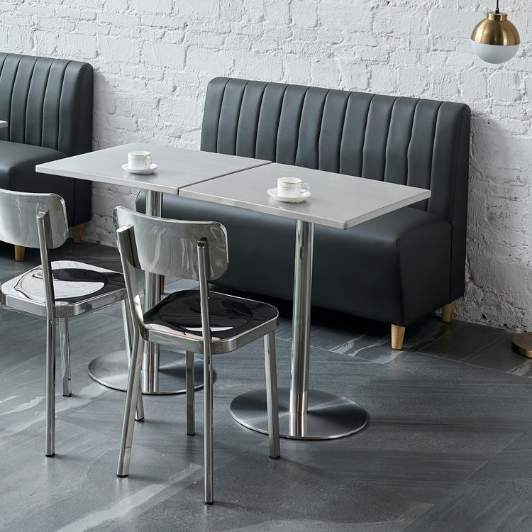 Industrial Dining Room Table Stainless Steel Table with Pedestal Table Clearhalo ' dining_table' 'Dining Tables & Seating' 'Dining Tables' 'furn' 'furn_dining_table' 'Furniture' 'furniture_dining_table' 'Kitchen & Dining Furniture' 'kitchen&dining_furn' 'kitchen' 'kitchen_dining_table' 3816487