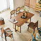 Rectangle Wood Dining Table Modern White Oak Table in Walnut with Double Pedestal Clearhalo ' dining_table' 'Dining Tables & Seating' 'Dining Tables' 'furn' 'furn_dining_table' 'Furniture' 'furniture_dining_table' 'Kitchen & Dining Furniture' 'kitchen&dining_furn' 'kitchen' 'kitchen_dining_table' 3816493