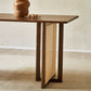 Rectangle Wood Dining Table Modern White Oak Table in Walnut with Double Pedestal Clearhalo ' dining_table' 'Dining Tables & Seating' 'Dining Tables' 'furn' 'furn_dining_table' 'Furniture' 'furniture_dining_table' 'Kitchen & Dining Furniture' 'kitchen&dining_furn' 'kitchen' 'kitchen_dining_table' 3816497
