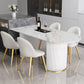 Contemporary Style Sintered Stone Dining Table Freeform Shape Table with Double Pedestal Base Clearhalo ' dining_table' 'Dining Tables & Seating' 'Dining Tables' 'furn' 'furn_dining_table' 'Furniture' 'furniture_dining_table' 'Kitchen & Dining Furniture' 'kitchen&dining_furn' 'kitchen' 'kitchen_dining_table' 3816504