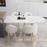 Contemporary Style Sintered Stone Dining Table Freeform Shape Table with Double Pedestal Base Clearhalo ' dining_table' 'Dining Tables & Seating' 'Dining Tables' 'furn' 'furn_dining_table' 'Furniture' 'furniture_dining_table' 'Kitchen & Dining Furniture' 'kitchen&dining_furn' 'kitchen' 'kitchen_dining_table' 3816508