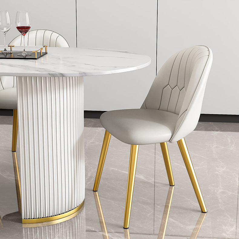 Contemporary Style Sintered Stone Dining Table Freeform Shape Table with Double Pedestal Base Clearhalo ' dining_table' 'Dining Tables & Seating' 'Dining Tables' 'furn' 'furn_dining_table' 'Furniture' 'furniture_dining_table' 'Kitchen & Dining Furniture' 'kitchen&dining_furn' 'kitchen' 'kitchen_dining_table' 3816512