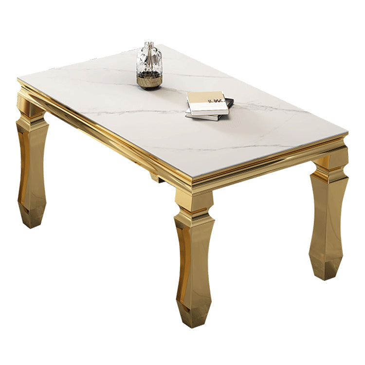 Metal Traditional Luxury Rectangle Dining Table Sintered Stone Table with 4 Legs Without Chairs Clearhalo ' dining_table' 'Dining Tables & Seating' 'Dining Tables' 'furn' 'furn_dining_table' 'Furniture' 'furniture_dining_table' 'Kitchen & Dining Furniture' 'kitchen&dining_furn' 'kitchen' 'kitchen_dining_table' 3816527