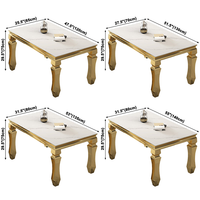 Metal Traditional Luxury Rectangle Dining Table Sintered Stone Table with 4 Legs Clearhalo ' dining_table' 'Dining Tables & Seating' 'Dining Tables' 'furn' 'furn_dining_table' 'Furniture' 'furniture_dining_table' 'Kitchen & Dining Furniture' 'kitchen&dining_furn' 'kitchen' 'kitchen_dining_table' 3816531
