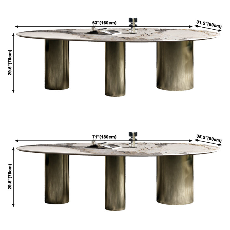 Traditional Luxury Oval Dining Table White Sintered Stone Dining Table with 3 Legs Clearhalo ' dining_table' 'Dining Tables & Seating' 'Dining Tables' 'furn' 'furn_dining_table' 'Furniture' 'furniture_dining_table' 'Kitchen & Dining Furniture' 'kitchen&dining_furn' 'kitchen' 'kitchen_dining_table' 3816542