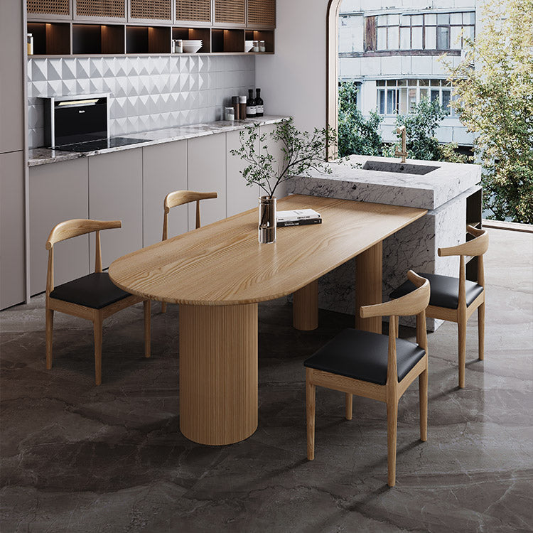 Modern Style Pine Solid Wood Dining Table Double Pedestal Base Freeform Table for Home Clearhalo ' dining_table' 'Dining Tables & Seating' 'Dining Tables' 'furn' 'furn_dining_table' 'Furniture' 'furniture_dining_table' 'Kitchen & Dining Furniture' 'kitchen&dining_furn' 'kitchen' 'kitchen_dining_table' 3816547