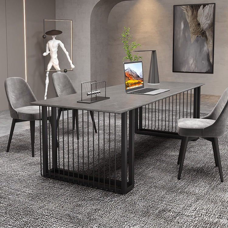 Industrial Sintered Stone Standard Dining Table Kitchen Rectangle Shape Dining Table for Kitchen Clearhalo ' dining_table' 'Dining Tables & Seating' 'Dining Tables' 'furn' 'furn_dining_table' 'Furniture' 'furniture_dining_table' 'Kitchen & Dining Furniture' 'kitchen&dining_furn' 'kitchen' 'kitchen_dining_table' 3816556