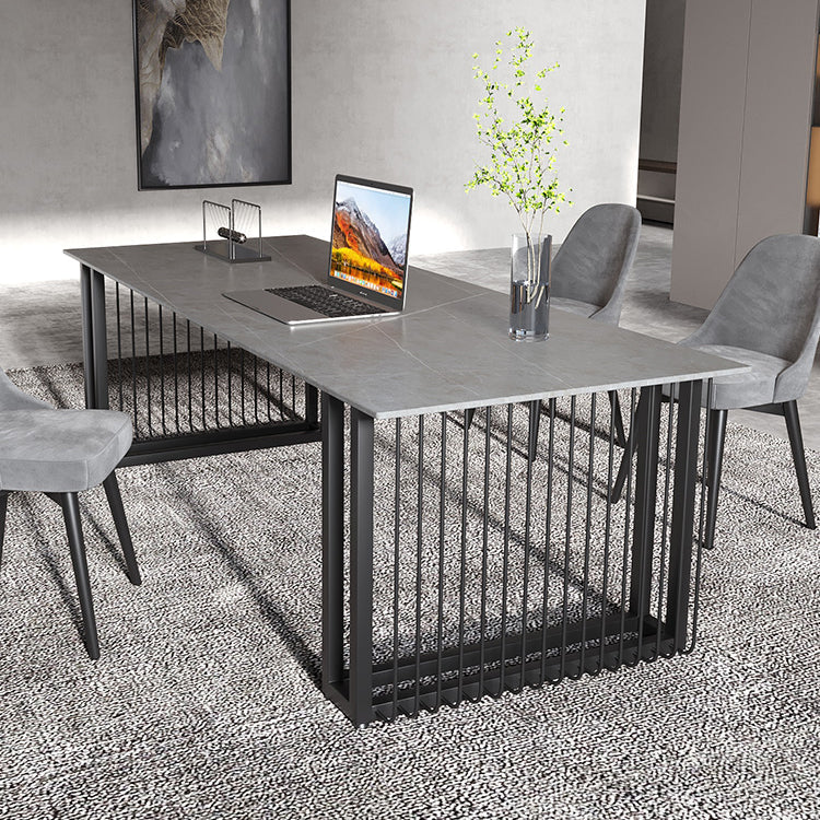 Industrial Sintered Stone Standard Dining Table Kitchen Rectangle Shape Dining Table for Kitchen Clearhalo ' dining_table' 'Dining Tables & Seating' 'Dining Tables' 'furn' 'furn_dining_table' 'Furniture' 'furniture_dining_table' 'Kitchen & Dining Furniture' 'kitchen&dining_furn' 'kitchen' 'kitchen_dining_table' 3816558