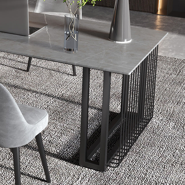Industrial Sintered Stone Standard Dining Table Kitchen Rectangle Shape Dining Table for Kitchen Clearhalo ' dining_table' 'Dining Tables & Seating' 'Dining Tables' 'furn' 'furn_dining_table' 'Furniture' 'furniture_dining_table' 'Kitchen & Dining Furniture' 'kitchen&dining_furn' 'kitchen' 'kitchen_dining_table' 3816562