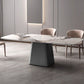 Rectangle Sintered Stone Dining Table Modern Table with Grey Metal Pedestal Clearhalo ' dining_table' 'Dining Tables & Seating' 'Dining Tables' 'furn' 'furn_dining_table' 'Furniture' 'furniture_dining_table' 'Kitchen & Dining Furniture' 'kitchen&dining_furn' 'kitchen' 'kitchen_dining_table' 3816579