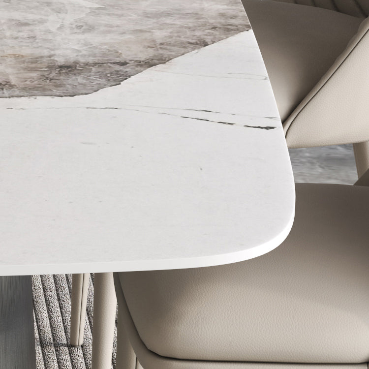Rectangle Sintered Stone Dining Table Modern Table with Grey Metal Pedestal Clearhalo ' dining_table' 'Dining Tables & Seating' 'Dining Tables' 'furn' 'furn_dining_table' 'Furniture' 'furniture_dining_table' 'Kitchen & Dining Furniture' 'kitchen&dining_furn' 'kitchen' 'kitchen_dining_table' 3816583