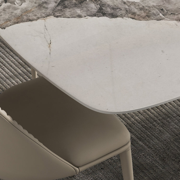 Rectangle Sintered Stone Dining Table Modern Table with Grey Metal Pedestal Clearhalo ' dining_table' 'Dining Tables & Seating' 'Dining Tables' 'furn' 'furn_dining_table' 'Furniture' 'furniture_dining_table' 'Kitchen & Dining Furniture' 'kitchen&dining_furn' 'kitchen' 'kitchen_dining_table' 3816586