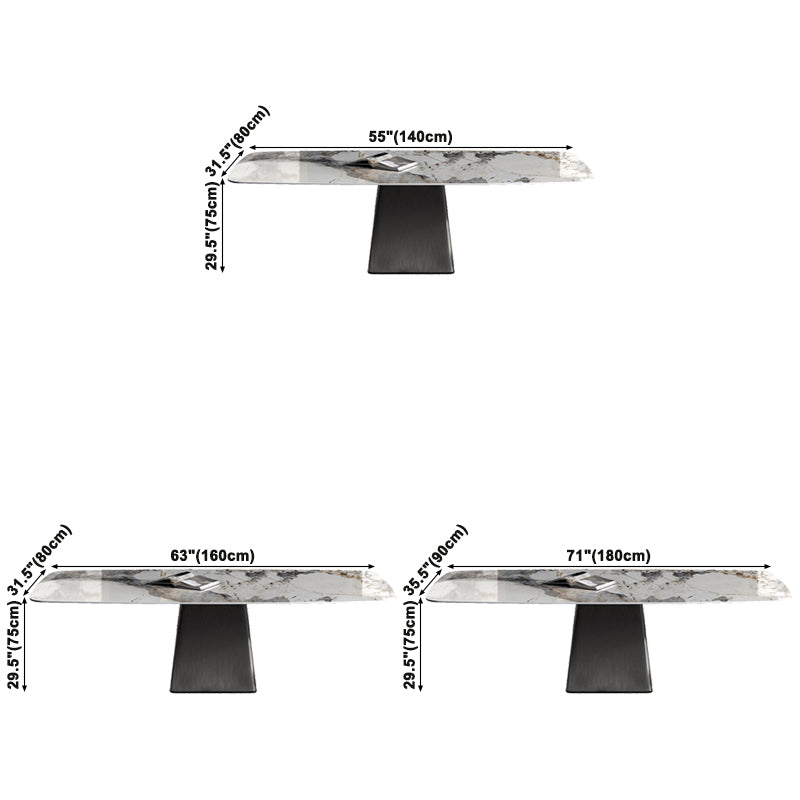 Rectangle Sintered Stone Dining Table Modern Table with Grey Metal Pedestal Clearhalo ' dining_table' 'Dining Tables & Seating' 'Dining Tables' 'furn' 'furn_dining_table' 'Furniture' 'furniture_dining_table' 'Kitchen & Dining Furniture' 'kitchen&dining_furn' 'kitchen' 'kitchen_dining_table' 3816587