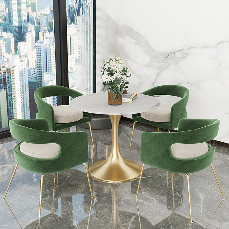 Round Tulip Base Glam Dining Table White Fixed Table of Sintered Stone Clearhalo ' dining_table' 'Dining Tables & Seating' 'Dining Tables' 'furn' 'furn_dining_table' 'Furniture' 'furniture_dining_table' 'Kitchen & Dining Furniture' 'kitchen&dining_furn' 'kitchen' 'kitchen_dining_table' 3816588
