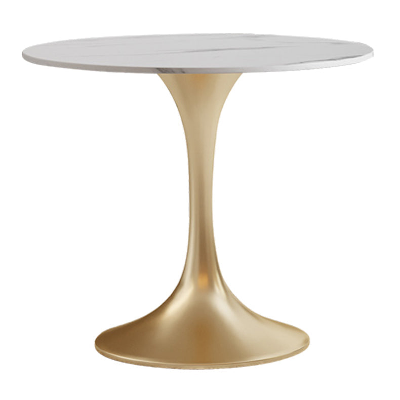 Round Tulip Base Glam Dining Table White Fixed Table of Sintered Stone Without Chairs Clearhalo ' dining_table' 'Dining Tables & Seating' 'Dining Tables' 'furn' 'furn_dining_table' 'Furniture' 'furniture_dining_table' 'Kitchen & Dining Furniture' 'kitchen&dining_furn' 'kitchen' 'kitchen_dining_table' 3816592