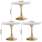 Round Tulip Base Glam Dining Table White Fixed Table of Sintered Stone Clearhalo ' dining_table' 'Dining Tables & Seating' 'Dining Tables' 'furn' 'furn_dining_table' 'Furniture' 'furniture_dining_table' 'Kitchen & Dining Furniture' 'kitchen&dining_furn' 'kitchen' 'kitchen_dining_table' 3816597