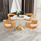 Round Tulip Base Glam Dining Table White Fixed Table of Sintered Stone Clearhalo ' dining_table' 'Dining Tables & Seating' 'Dining Tables' 'furn' 'furn_dining_table' 'Furniture' 'furniture_dining_table' 'Kitchen & Dining Furniture' 'kitchen&dining_furn' 'kitchen' 'kitchen_dining_table' 3816598